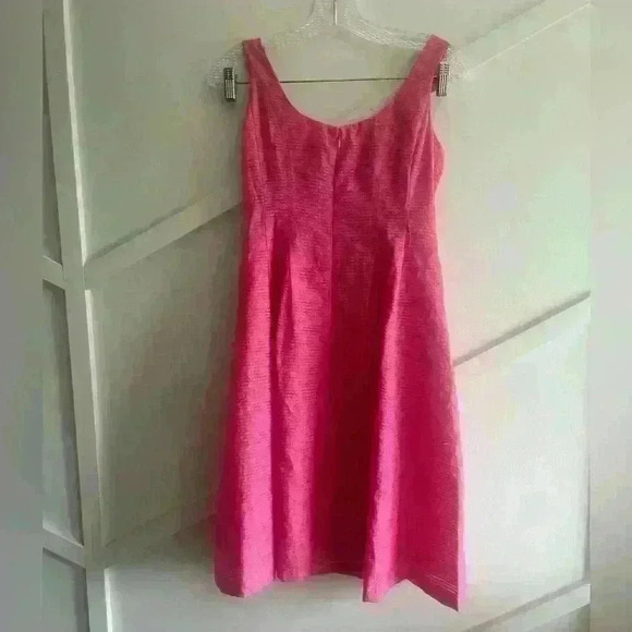 Nine West Fit & Flare Cocktail Pink Hot Lined Dress  Short size 4 - Picture 9 of 9